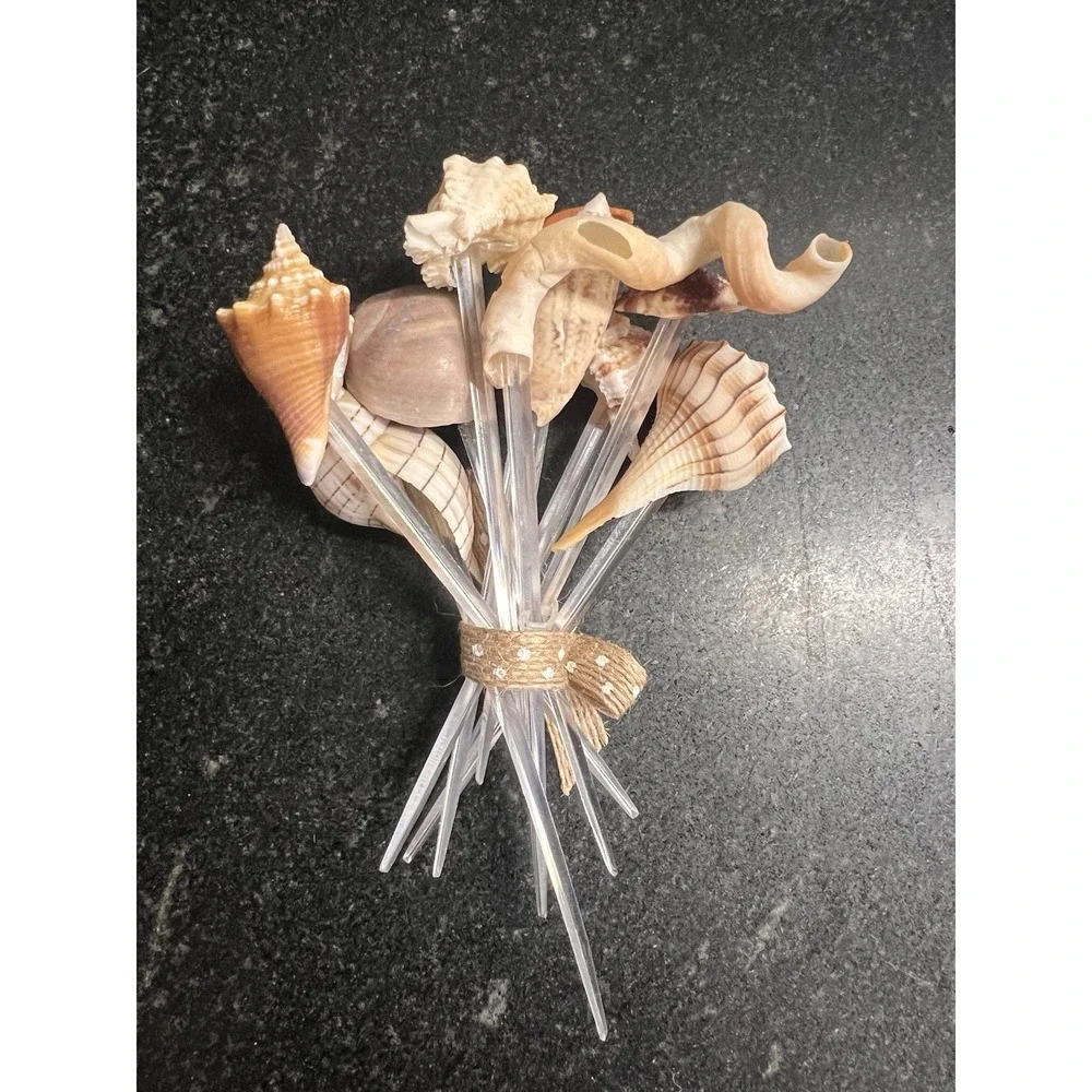 CMS Swizzles‎ Handmade Seashell Cocktail Swizzle Sticks – Set with Original Box